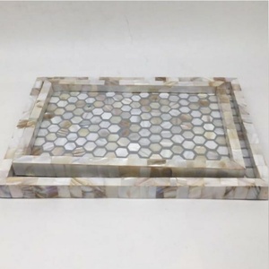 Nouveau design MOP nacre incrustation plateau de service fabriqué à la main par un artisan indien qualifié pour Ramadan Eid produit d'artisanat naturel - Product Image 3