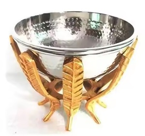 Plato para servir de forma redonda chapado en oro, Frutero de acero completo para uso comercial en el hogar, decoración para servir alimentos, embalaje de cartón para mezclar - Product Image 5