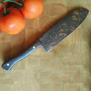 SCL Premium Quality DIY OEM Copper Damascus Steel Chef Knife Straight Reinforced Pakka Wood Handle Multi-Functional Kitchen 1 - Product Image 6