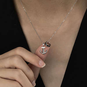 Collier Pendentif Ancre de Luxe en Argent Sterling 925 Plaqué Or avec Accents de Diamants, Tendance Hip Hop pour Hommes, Vente en Gros, Bijoux Fins - Product Image 2