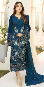 Nuevo traje paquistaní Georgette pesado con bordado Pearl Work Palazzo traje semi cosido para la venta en línea - Product Image 3