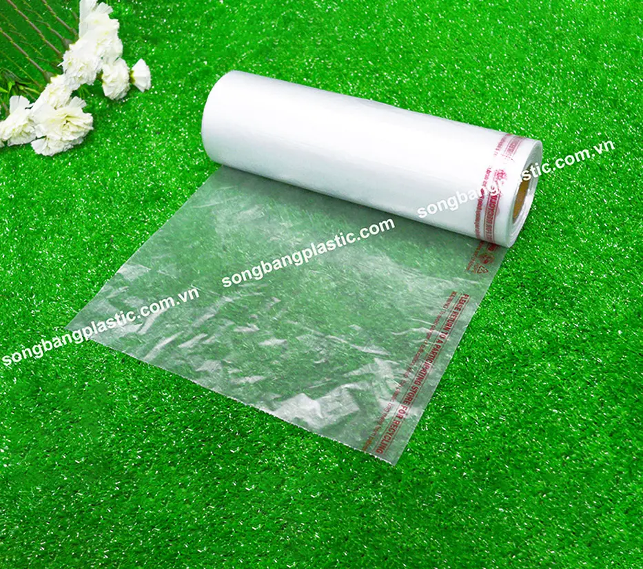 Low price HDPE/LDPE household plastic bag transparent, flat color bags on roll for fresh fruit/vegetables/seafood