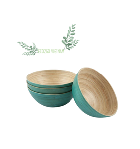 Bol à salades en bambou avec cuillère et fourchette/Bol à fruits en bambou filé avec échantillon gratuit et haute qualité de Eco2go Vietnam - Product Image 2