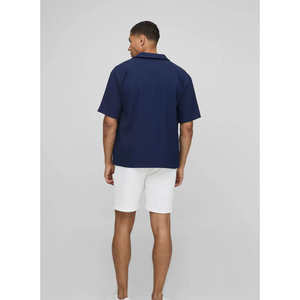 Men's Stylish Summer Anti-Pilling Striped Viscose Satin Jacquard Casual Shirt Single Breasted Short-Sleeved Knitwear Business - Product Image 5