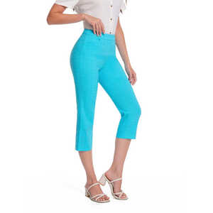 Pantalon Crayon Capri Taille Haute Élégant Style Y2K pour Femme Jenna Rose en Tissu Crêpe Léger et Respirant avec Boutons Décoratifs - Product Image 6