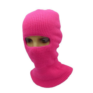 Vente en gros de masque de cyclisme de ski tricoté à 2 trous cagoule chaude d'hiver avec impression bouffante pour le sport - Product Image 1