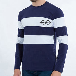 Venta al por mayor de algodón de primera calidad de manga larga Camiseta de gimnasio para los hombres logotipo bordado personalizado Slim Fit cuello redondo deportes imprimir camiseta - Product Image 6