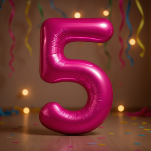 Globo de fiesta Party Love Número Fucsia N5 100cm Bolsa de 12 piezas - Product Image 3