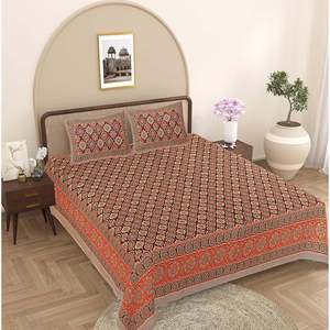 Juego de Sábanas Super King de 240 Hilos, 100% Algodón, con Estampado Floral Naranja, 3 Piezas, con 2 Fundas de Almohada, para Uso Doméstico (SHKV1085) - Product Image 1