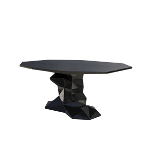 Modern Bonsai Black Dining <b>Table</b> Extendable Design Resin Top Stable Assembled Mahogany Sintered Stone Material for Home Bar Use - Product Image 2