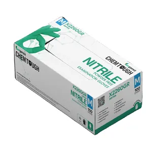 CHEMO Thuốc thử nghiệm Găng tay Nitrile-6.0gm Ngọc Lục Bảo màu xanh lá cây Nitrile bột miễn phí Găng tay-Bảo vệ chống lại hóa chất và da