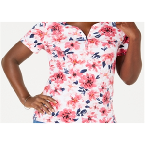 Top Henley da donna Karen Scott traspirante rosso XS con stampa - Product Image 3