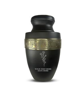 Personalized Human Cremation Urn for Adult Ashes Men Women Aluminum Urn with Name Date Design Black with Silver Rim Custom Size - Product Image 6