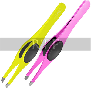 Pinzas profesionales de punta inclinada para cejas, accesorios para pestañas de acero en varios colores - Product Image 2