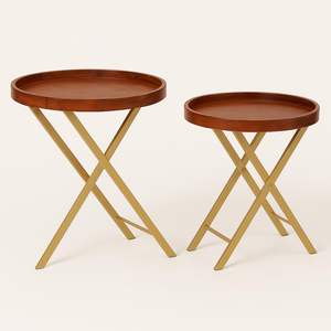 Modern Designed <b>Round</b> <b>Top</b> with Metal Legs Night Stand <b>Wooden</b> <b>Table</b> for Living Room Exclusive Furniture Available for Living Room - Product Image 3