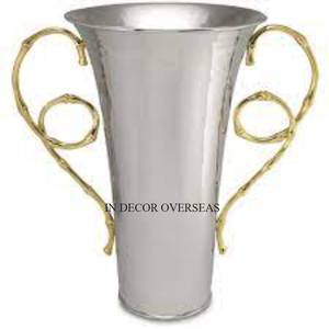 Único diseñador de lujo Color plata acabado brillante pulido alta calidad Metal trompeta florero boda decoración suministro - Product Image 3