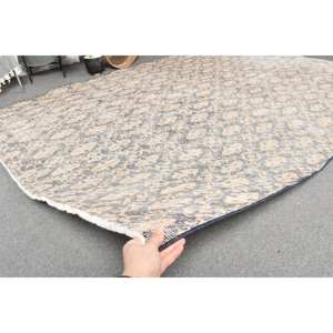 Alfombra turca Vintage Beige gris 6,7X9,5 pies de lana de tejido plano patrón de retazos para decoración para sala de estar Uso de pasillo respaldo de látex - Product Image 5