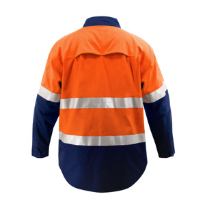 Chemises de travail en coton bicolore, chemise de travail de sécurité Hivis, réflecteur, chemise de travail à manches longues pour hommes, logo personnalisé - Product Image 4
