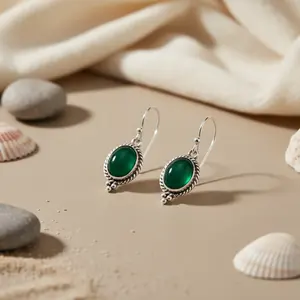 ต่างหูเงินแท้ 925 ประดับพลอยสีเขียว สำหรับผู้หญิง ของขวัญแฟชั่น - Product Image 2