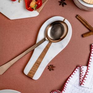 Marble & Inlay Wood Spoon rest Metal <b>Kitchen</b> Holder for Spatulas Spoons <b>Tongs</b> More - Product Image 3