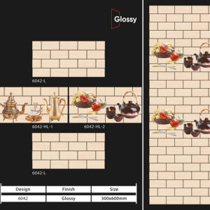 Carreaux muraux en céramique de qualité export 300x600mm pour salle de bain et cuisine, finition brillante, mate, effet sucre, design mural intérieur luxueux - Product Image 1