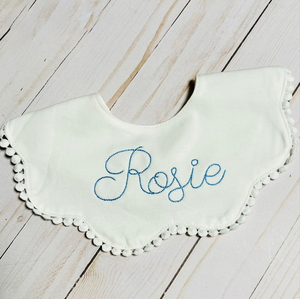 Serviette en lin 100% personnalisée, bleu et rose, à volants carrés, style japonais, monogramme brodé, cadeau de naissance pour garçon - Product Image 6