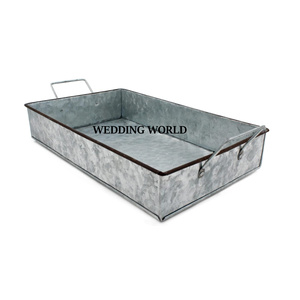 Plateau rectangulaire galvanisé de haute qualité, fait main, design élégant, plateau de service classique et stylé, nouveau plateau galvanisé - Product Image 3