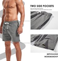 Shorts de sport décontractés en molleton pour homme, personnalisables, en lin/coton, épais, à taille élastique, avec poches, couleur unie, séchage rapide