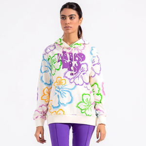 Sweat à capuche oversize pour femme avec logo imprimé en relief unique, streetwear décontracté pour l'hiver, logo imprimé sur grand écran à l'avant - Product Image 1