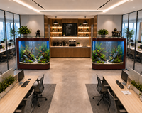 Aquarium sur mesure en verre avec cadre en aluminium de 340-720L, filtration automatique, idéal pour la maison, le bureau ou l'hôtel