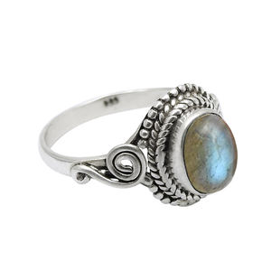 แหวนรูปไข่หินอัญมณีลาบราดอไรต์ธรรมชาติสีเงินสเตอร์ลิง925ทำด้วยมือสำหรับงานแต่งงานงานปาร์ตี้เครื่องประดับขายส่ง - Product Image 1