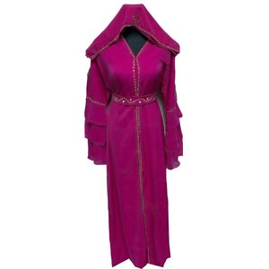 Abaya en satin luxueuse et modeste pour femmes, Farasha Jalabiya, robe arabe, longueur au sol, style de fête, travail de pierres, taille naturelle, anti-rides - Product Image 2
