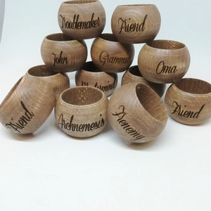 Wooden <b>Napkin</b> Ring Set of 11 Acacia Wood Tissue Ring - Product Image 4