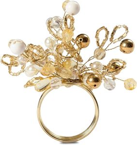 Rond de serviette en perles d'or super luxe en forme de vintage unique décor de table de fête de mariage rond de serviette exclusif - Product Image 6