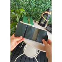 Dompet kartu pintar RFID kulit Vegan uniseks, dompet berkancing penutup kasual mekanisme otomatis penggunaan sehari-hari dompet kain merah