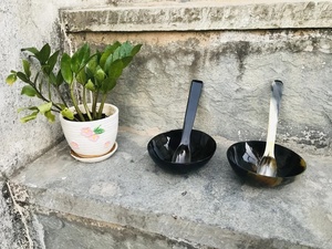 Cuenco de vajilla profunda de cuerno Natural hecho a mano, plato de servicio orgánico ecológico rústico para ensalada, sopa para decoración de mesa de comedor - Product Image 3