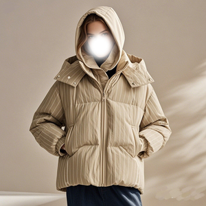Custom Unisexe <b>Light</b> Warm <b>Duck</b> Feather Nylon Hooded Winter Bubble Puff Filled Down Puffer Jackets - Product Image 3