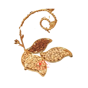 Plateau décoratif en aluminium plaqué or à 3 feuilles Plateau décoratif en forme de plaqué or tendance 2024 - Product Image 1