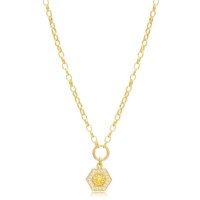 Collier à breloque rectangulaire ajouré en pierre de citrine et zircon, fait main en Turquie, bijoux en argent sterling 925, vente en gros