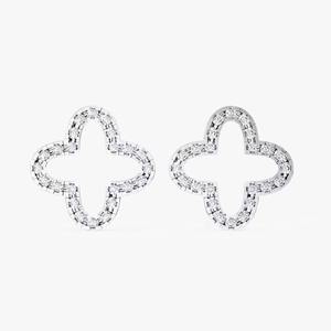 Boucles d'oreilles en or massif 18 carats en forme de fleur à forte demande DEF VS en diamant cultivé en laboratoire - Product Image 1