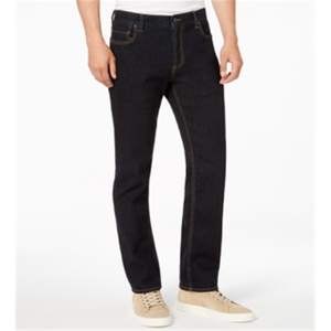 Jeans American Rag da uomo vintage a gamba dritta, taglia alta 30W/32L, in denim lavorato a maglia con ricamo effetto invecchiato, colori scuri/chiari/lavati, invernali - Product Image 1