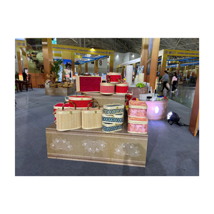 ECO-FRIENDLY <b>VINTAGE</b> ROUND BAMBOO PICNIC BASKET - NATURAL HANDWOVEN RATTAN GIFT BASKET FOR OUTDOOR ACTIVITIES DECOR - Product Image 4