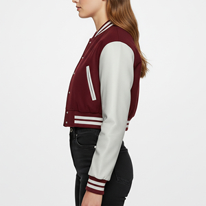 Blouson universitaire matelassé en coton épais pour femme, style streetwear, coupe courte, prix de gros abordable - Product Image 2