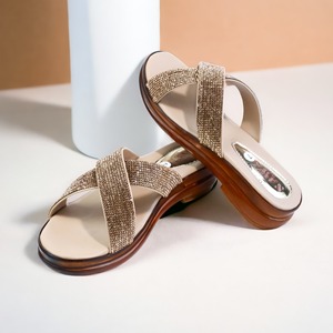 Golden Fancy FLATS 637 G Comfortable Fashionable Slip-On Flat Sandals with PU Insole and <b>Soft</b> Upper for Spring Autumn Walking - Product Image 2