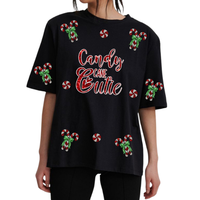 Fabricant de gros T-shirt décontracté à paillettes personnalisé pour femmes, coupe ample avec paillettes pour la fête de Noël