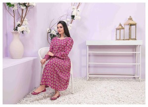 ชุดเดรสผ้าลินินระบายอากาศได้ดีสำหรับผู้หญิงสไตล์ปากีสถาน - Product Image 2