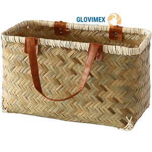 Panier de rangement en bambou naturel fait à la main Panier rectangulaire tissé pliable avec poignée pour la décoration intérieure Utilisation efficace de la chambre - Product Image 1