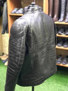 Blouson aviateur unisexe en cuir véritable de qualité supérieure, style moto d'hiver, col montant, motif serpent gaufré, teint, service OEM, imperméable - Product Image 6