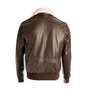 OEM Wholesale Men's Leather <b>Jackets</b> High Quality <b>Winter</b> Wear Shearling <b>Jackets</b> Windproof <b>Waterproof</b> Zipper Turn-down Collar - Product Image 6