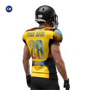 Maillot de football américain pour homme, 100% polyester, imprimé, respirant, grande taille, séchage rapide, et short 3D, nom d'équipe personnalisé, OEM ODM - Product Image 1